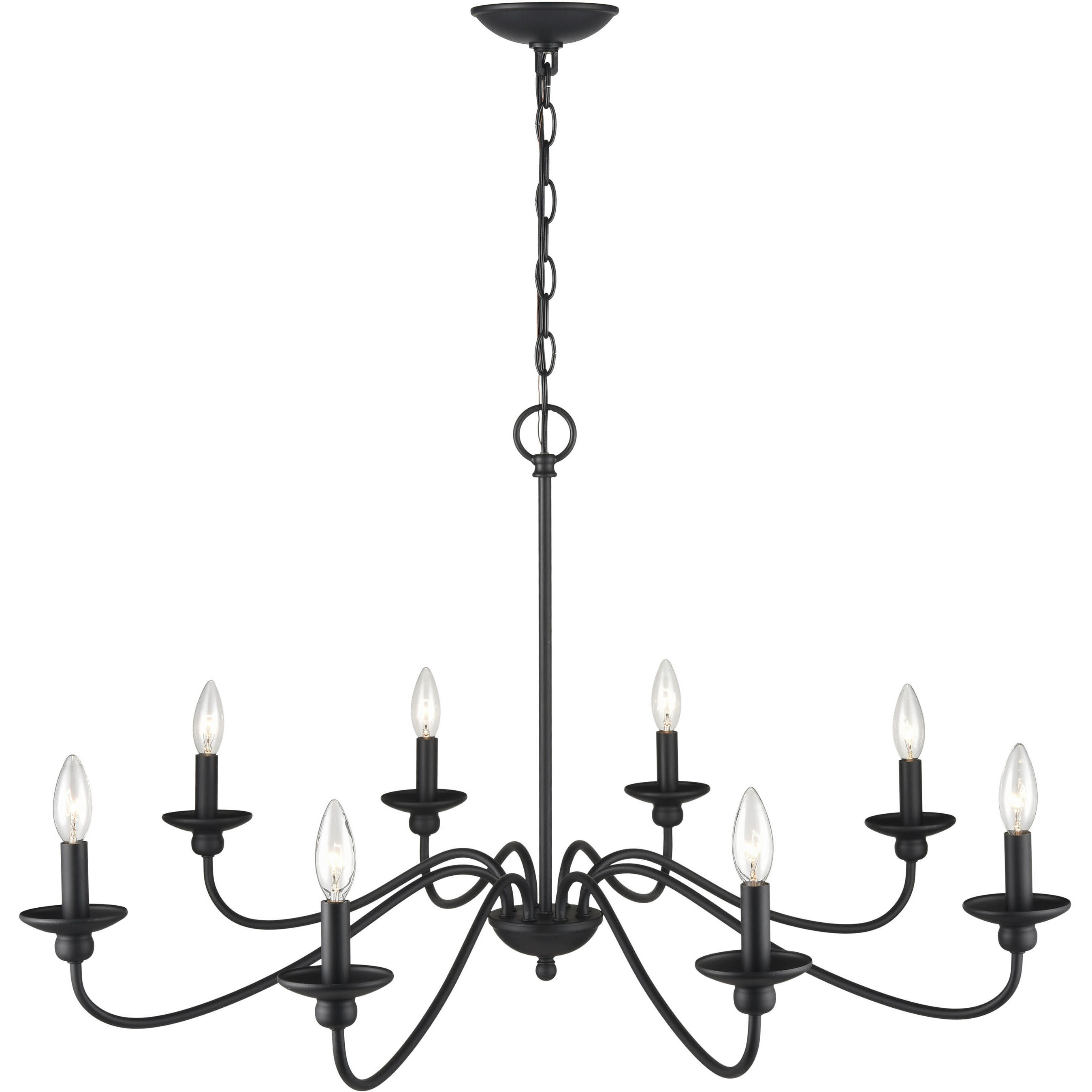 Delvona 8 Light 37.75 inch Matte Black Chandelier Ceiling Light